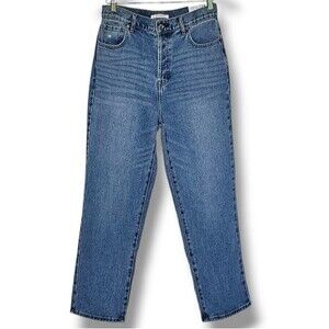 PACSUN High Rise Straight Button Fly Womens Jeans Size 28 Light Wash Cotton NEW